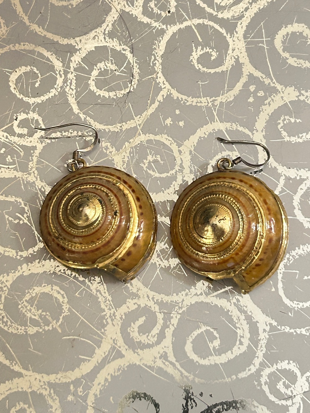 Gold Spiral Shell Drop Earrings for Women